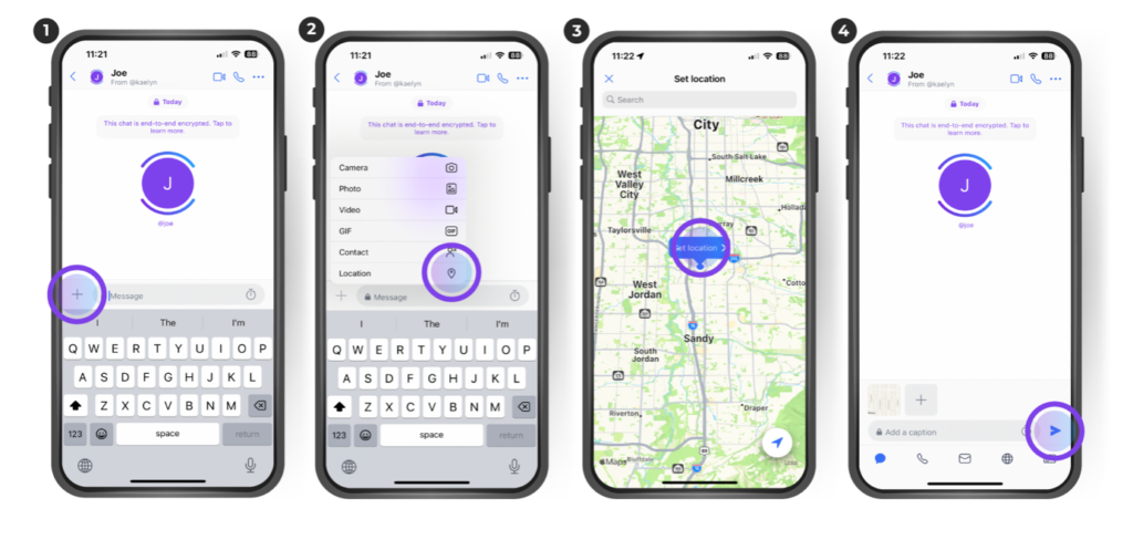 send your location securely in messaging
